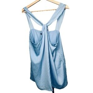 Banana Republic Top Sleeveless Blouse‎ Twist Y Back Wide Strap Blue Large NWT